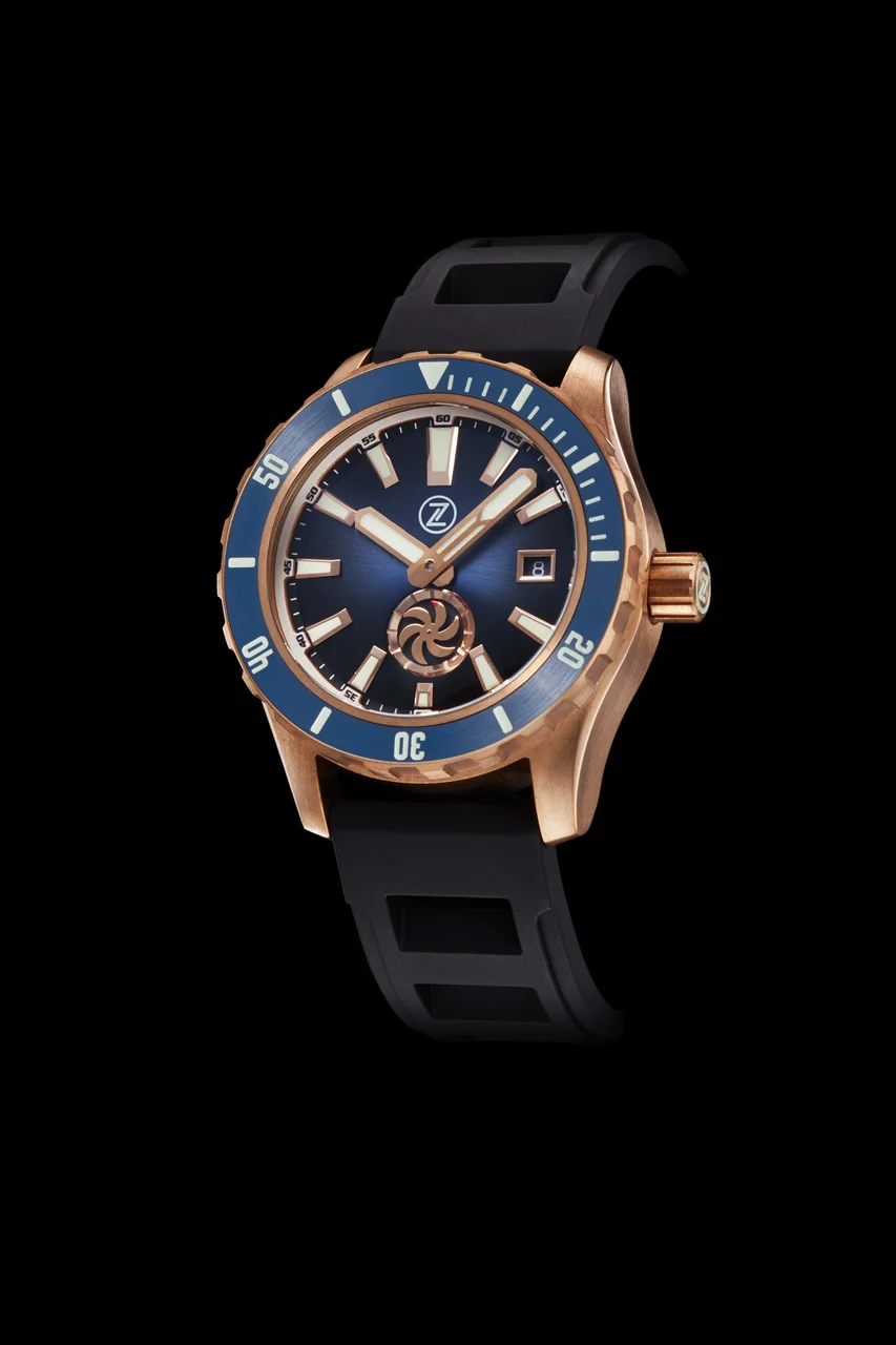 Zelos Abyss 3 3000m Bronze Turbine Midnight Blue 43 mm kol saati
