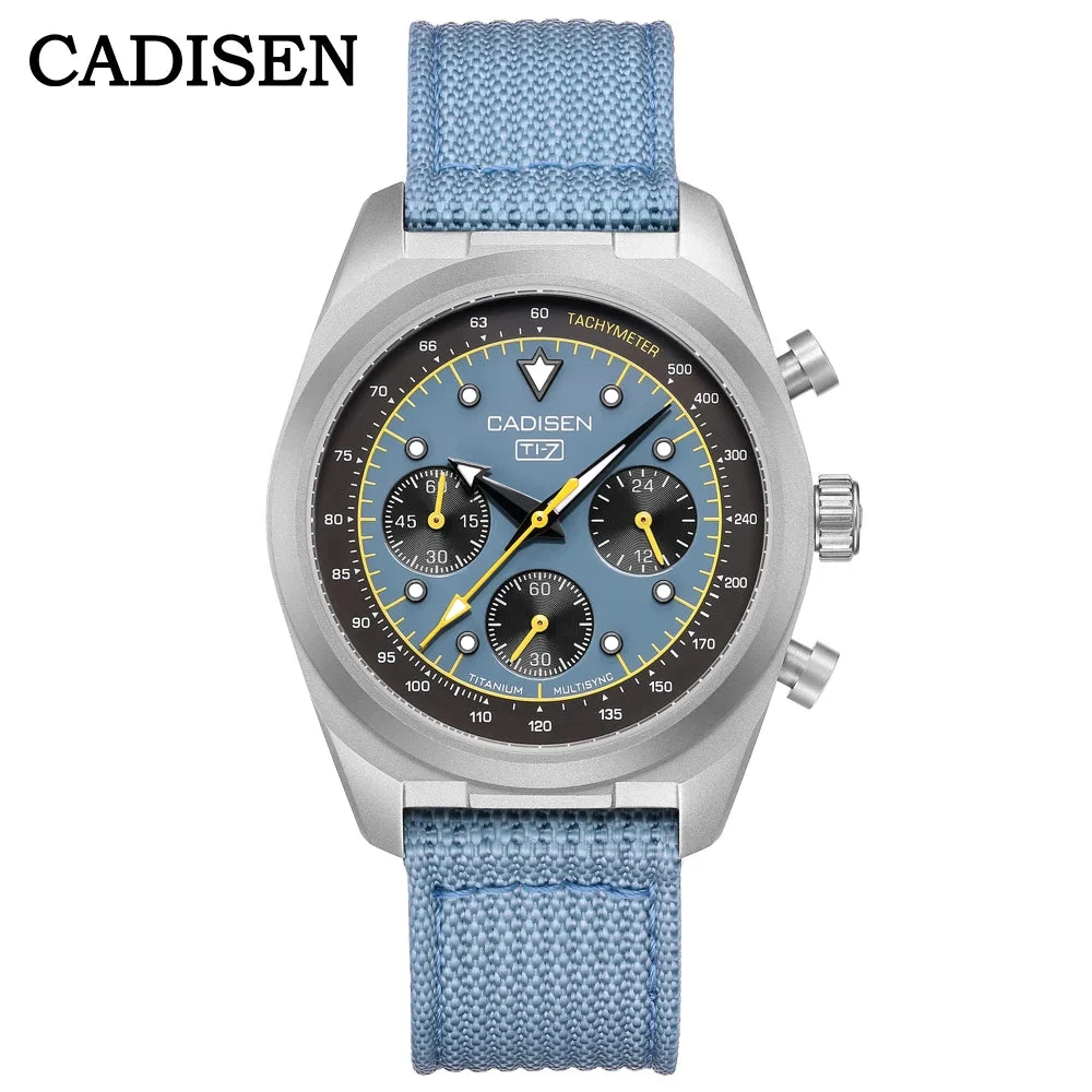 Tandorio Watches CADISEN Titanium Quartz TI-7 MULTISYNC Chronograph VK63 AR Sapphire 10Bar 12000057977681702 40 mm kol saati