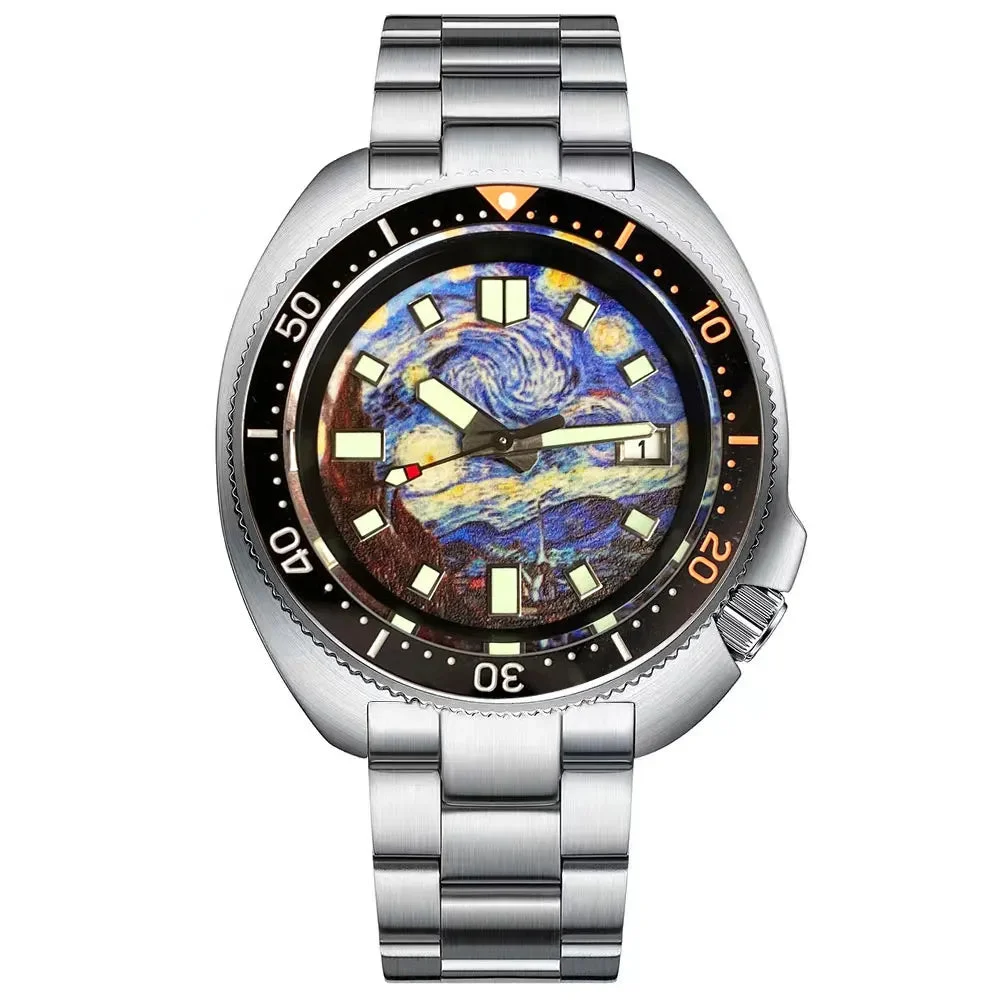 Tandorio Turtle Diver Watch NH35A Movement Full Lume Sapphire 20BAR 44mm TD263 14:175#F rubber band 44 mm kol saati