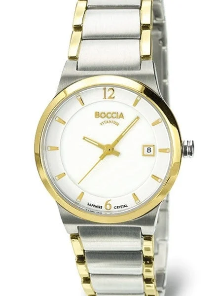 Boccia Quartz Watch with Two-Tone Titanium Case and Bracelet, Sapphire Crystal #3223-02 28 mm kol saati