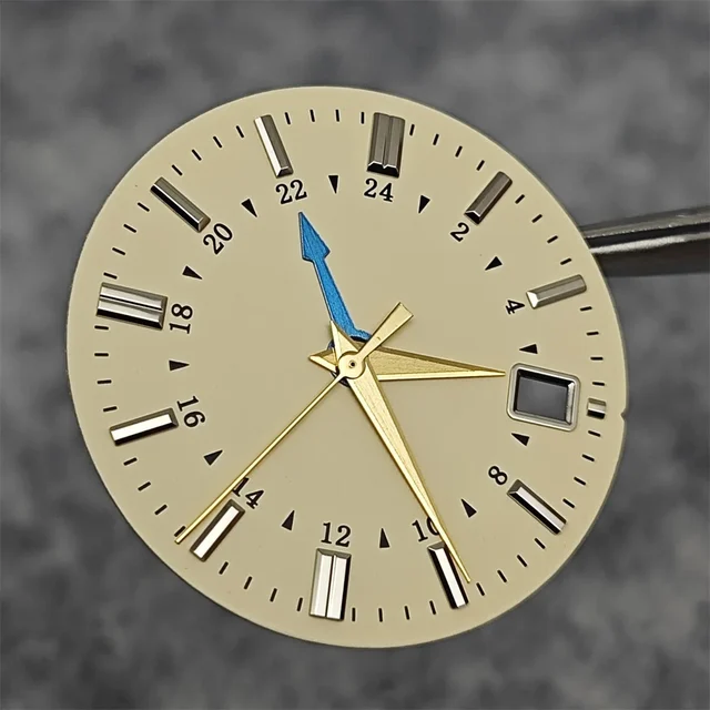 Tandorio Watch Dial Beige GMT Watch Faces + Watch Hands Non-luminous with Single Date Repl