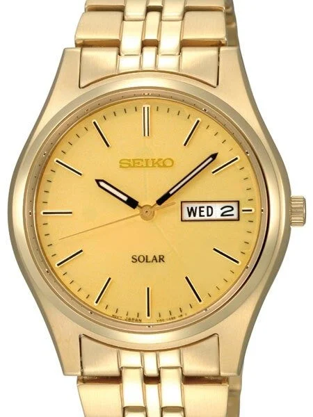 Seiko Core Series Solar Watch with 37mm Goldtone Case and Bracelet #SNE036 kol saati