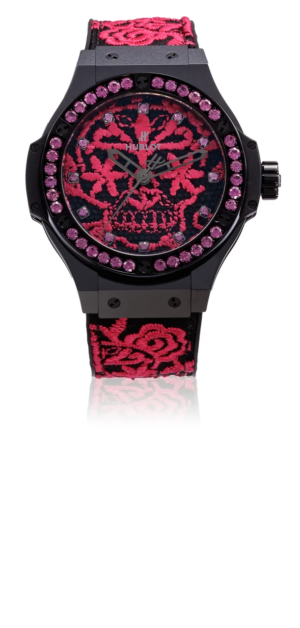 Hublot HUBLOT REF. 343.CP.6590.NR.1233, BIG BANG SUGAR SKULL HOT PINK, CERAMIC AND CARBON, LIMITED 69/100 kol saati