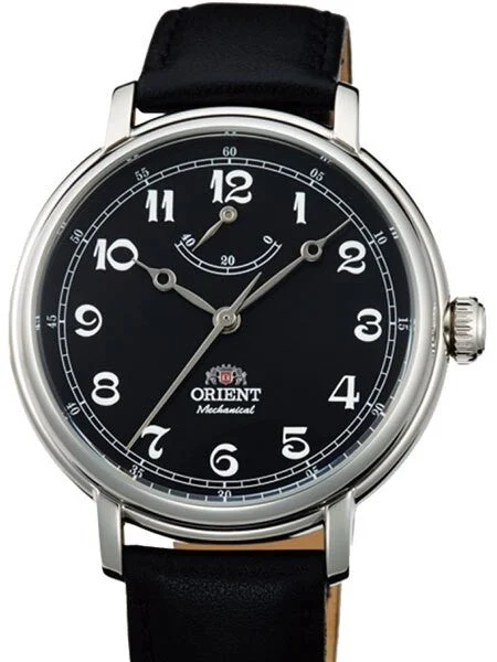 Orient Monarch Hand Winding Watch with Black Dial and Power Reserve Indicator #DD03002B 40 mm kol saati