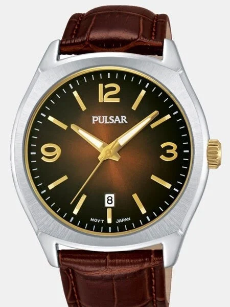Pulsar Quartz Watch with 42mm Case and Captivating Brown Dial #PS9485 42 mm kol saati