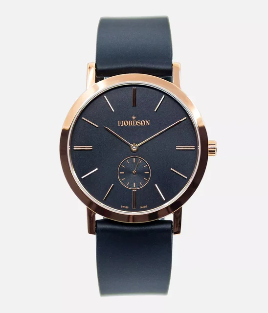 Fjordson #SLIM | Rose Gold/Black Dial With Black Rubber Strap - Unise kol saati