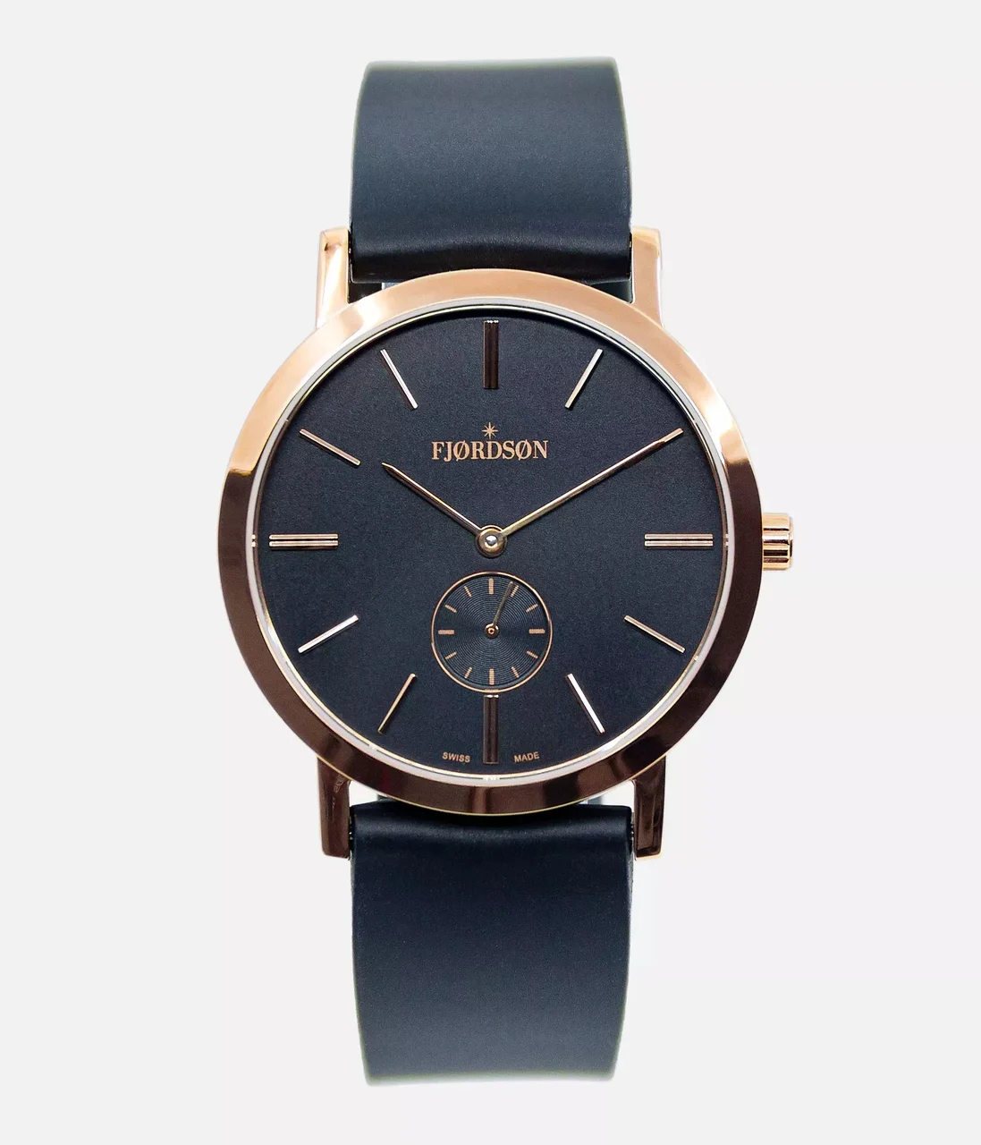 Fjordson #SLIM | Rose Gold/Black Dial With Black Rubber Strap - Unise 37 mm kol saati