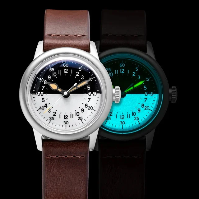 Tandorio THORN SHY041 NH34 GMT Automatic Watch 36MM Pilot 15Bar Waterproof Half Luminous D