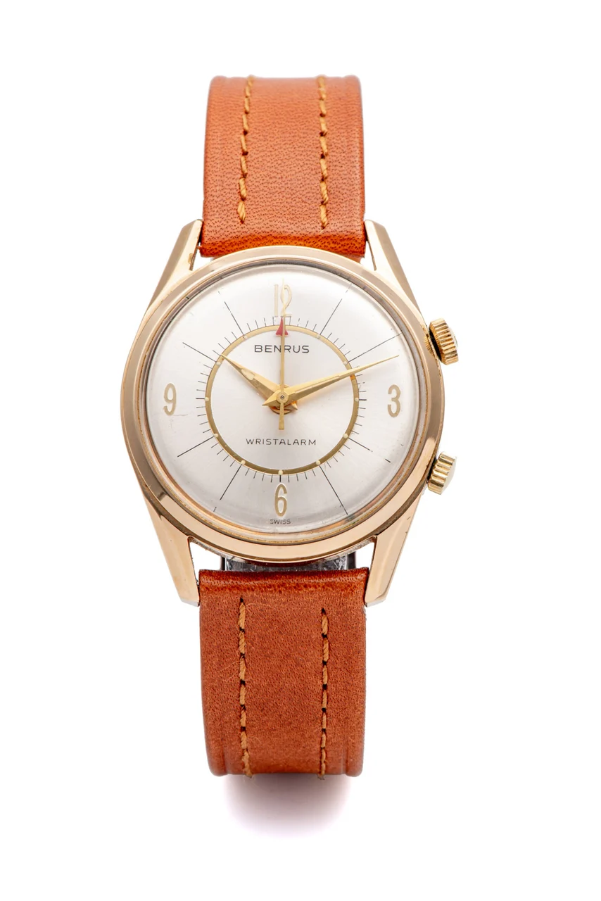 Benrus Watch Co. Inc. (Lazarus Brothers) Benrus Watch Co. Inc. (Lazarus Brothers) Ref. 3021, alarm, centre-seconds, black dial, “Wristalarm”; stainless steel kol saati