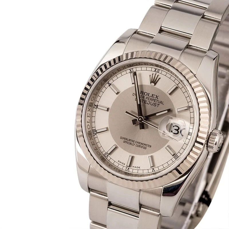 Rolex Datejust 116234 Silver Tuxedo Dial 116234SRSO 36 mm kol saati
