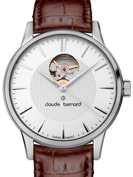 Claude Bernard Swiss Made ETA Automatic Open-Heart Watch #85017-3-AIN kol saati