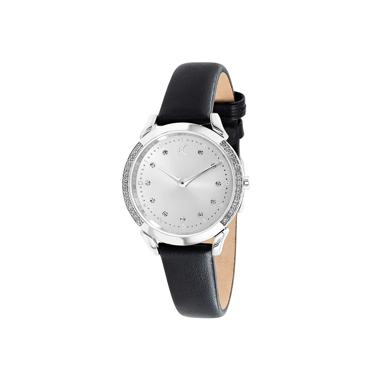 Pierre Cardin Pigalle Silver Stainless Steel Watch with Crystals and Leather Strap CPI.2570 32 mm kol saati