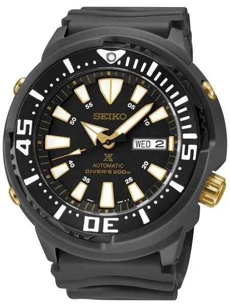 Seiko Prospex Black ion Baby Tuna with 4R36, 24-Jewel Automatic Movement #SRP641 kol saati
