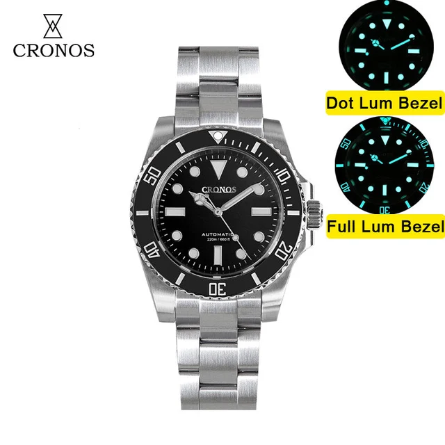 CRONOS Date PT5000 Sub Diver Watch L6005 克诺时-6005-PT无日历-黑面-无夜光-1100 kol saati
