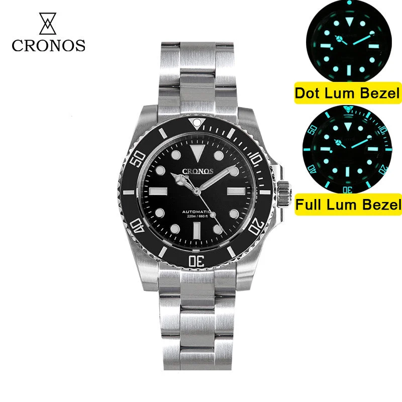 CRONOS Date PT5000 Sub Diver Watch L6005 克诺时-6005-PT无日历-黑面-无夜光-1100 47.8 mm kol saati