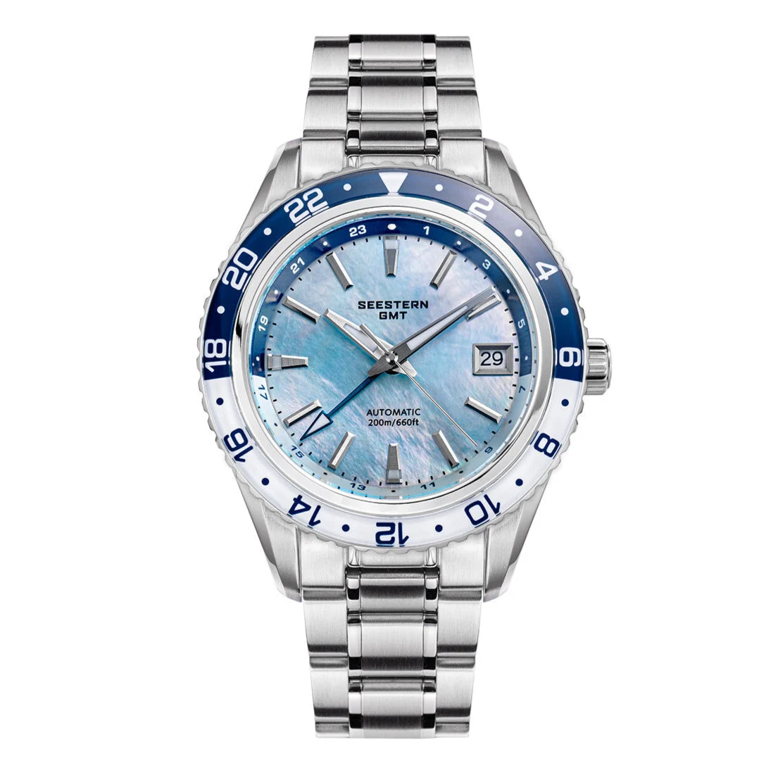 Sugess Seestern S456 GMT Automatic Light Blue Pearl Dial Automatic 41 mm kol saati