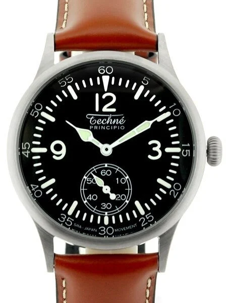 Techne Merlin Quartz Aviator Watch with Onion Crown and Small Seconds #249.053 38 mm kol saati