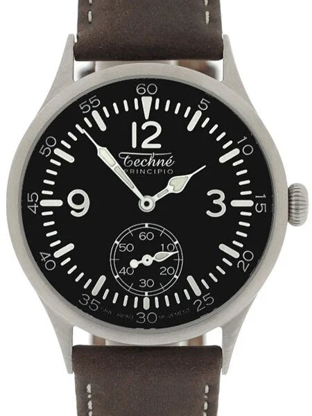 Techne Merlin Quartz Aviator Watch with Onion Crown and Small Seconds #249.061 kol saati