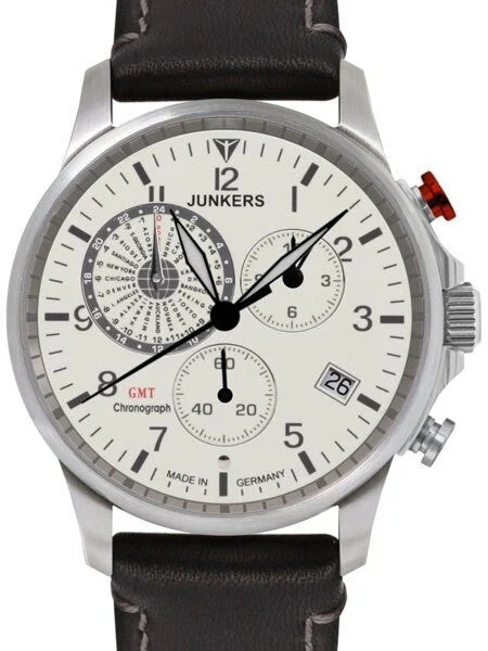 Junkers World Timer Chronograph with a Fully Luminous Dial and 42mm Case #6892-5 42 mm kol saati