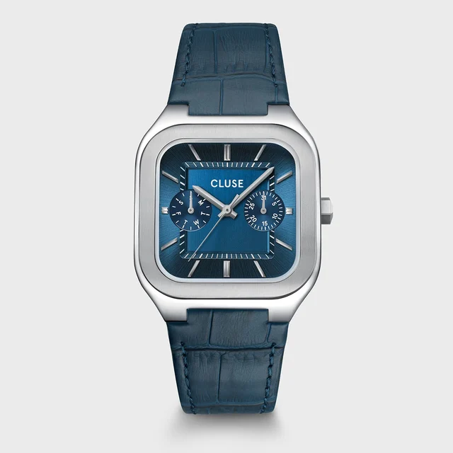 CLUSE Quadrus Multifunction Watch Leather, Blue, Silver Colour CW26207 kol saati