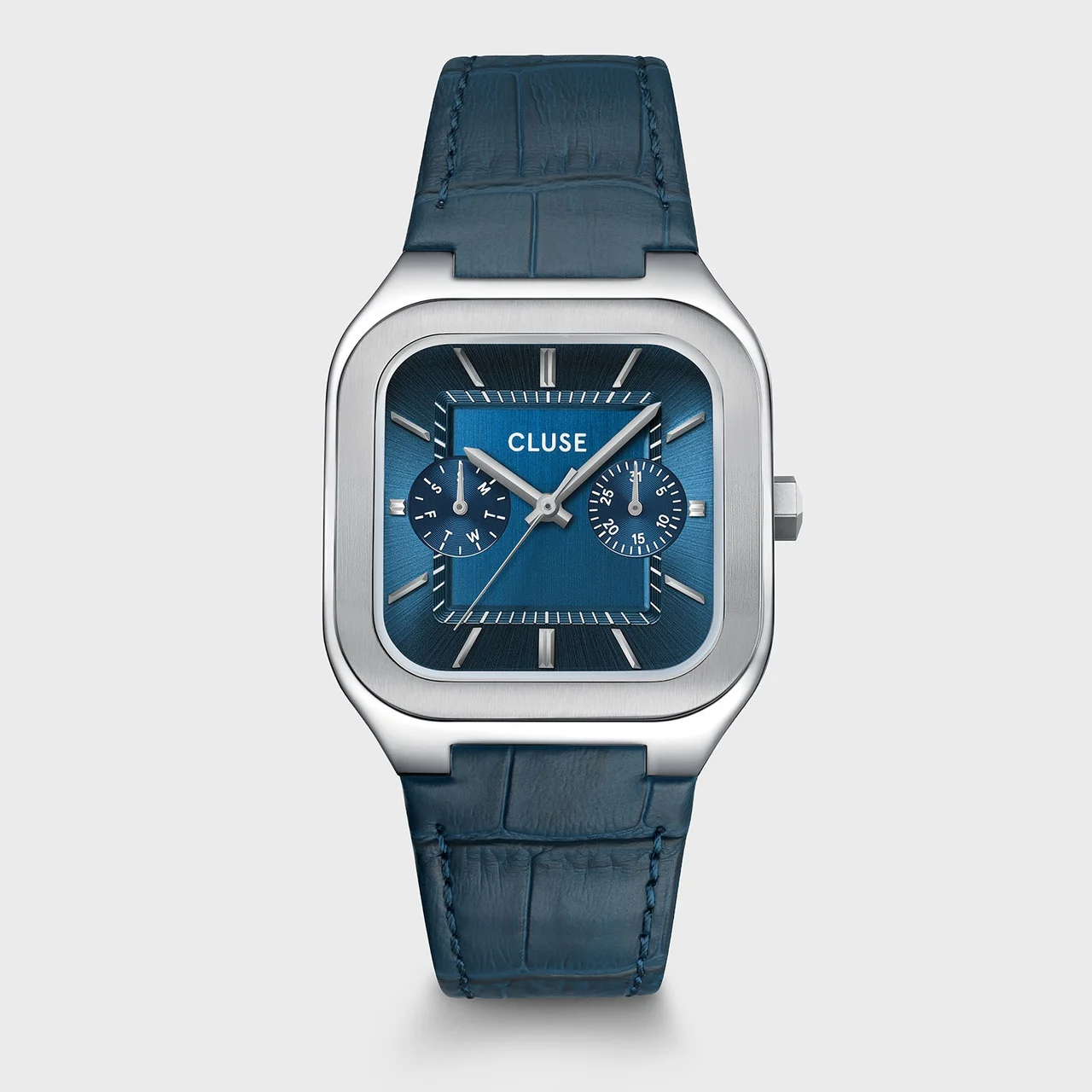 CLUSE Quadrus Multifunction Watch Leather, Blue, Silver Colour CW26207 35 mm kol saati