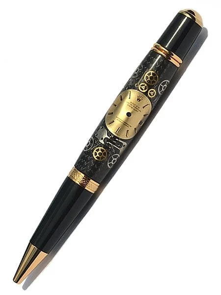 Pen Artisan Crafted Collectable made with a Rolex dial and assorted gears, cogs, screws an