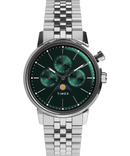 Timex Marlin® Moon Phase Multifunction 40mm Stainless Steel Bracelet Watch TW2Y09900 kol s
