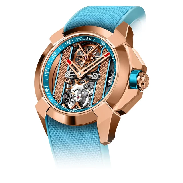 Jacob & Co. Jacob & Co. Epic X Bridges Rose Gold Light Blue EX120.43.AF.AA.A kol saati