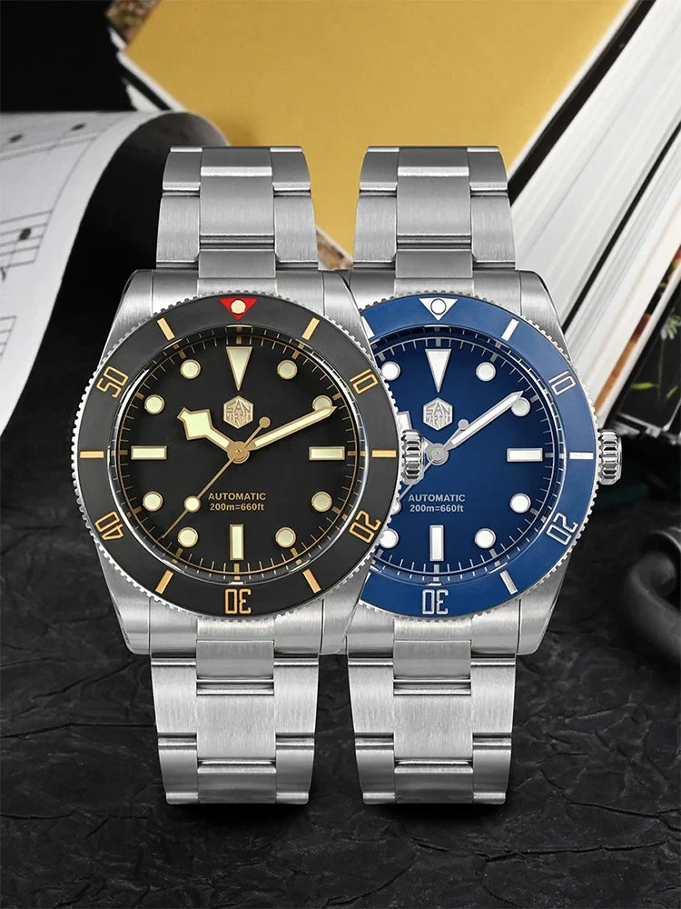 Tandorio （Not Available）San Martin SN0138G New 37mm BB54 Vintage Diver Watch NH35 Automatic AR Sapphire C3 Luminous 20Bar 14:200005100#Matte Black 37 mm kol saati