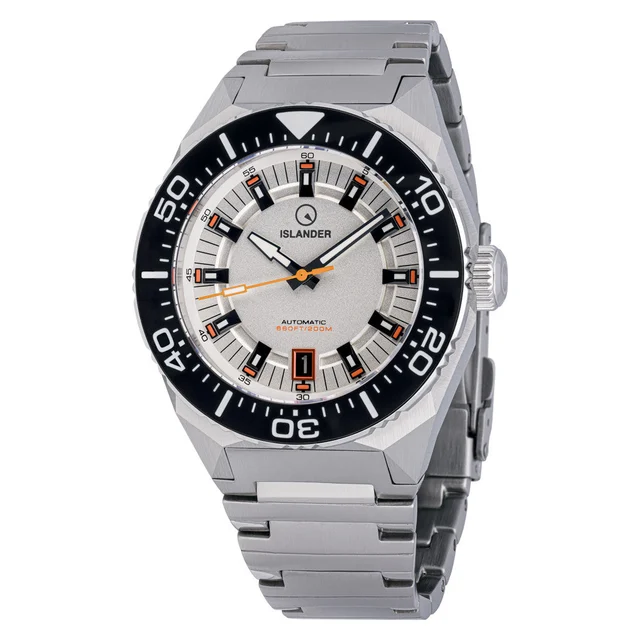 Islander Kings Point Dive Watch with Metallic White Dial #ISL-269 kol saati