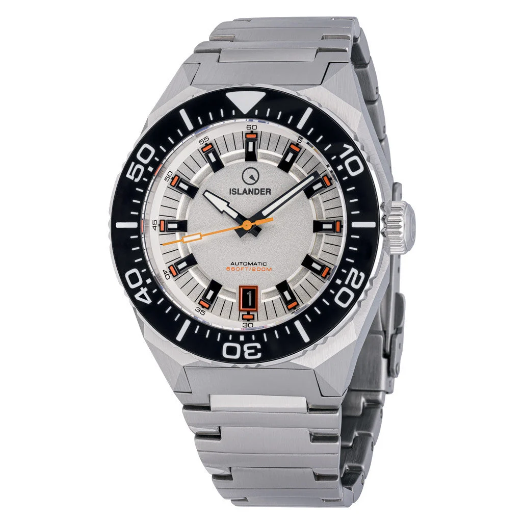 Islander Kings Point Dive Watch with Metallic White Dial #ISL-269 50 mm kol saati