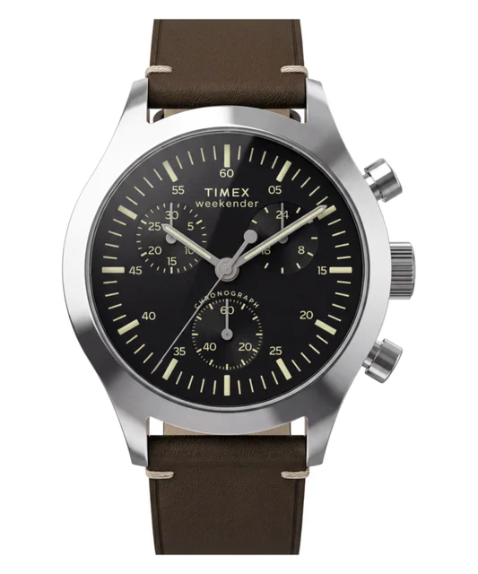 Timex Weekender® New England Chronograph 40mm Leather Strap Watch TW2Y85200 kol saati