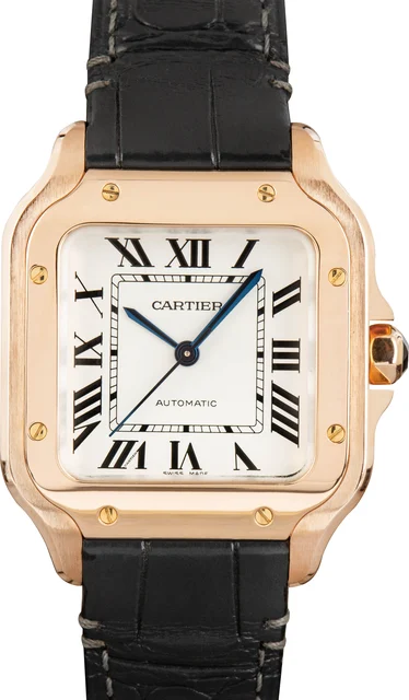 Cartier Santos de 18k Rose Gold Medium Model WGSA0028 kol saati