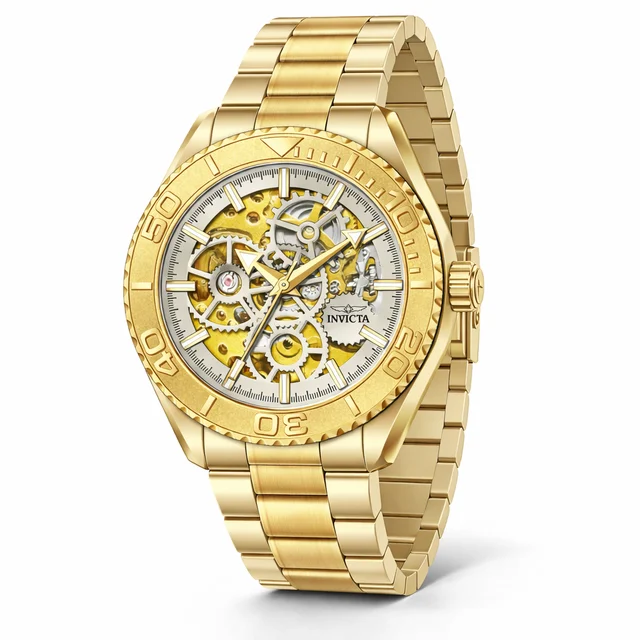 Invicta Objet D Art Glyph Automatic Watch w/ Skeleton Dial - 43mm. Gold (69759) kol saati