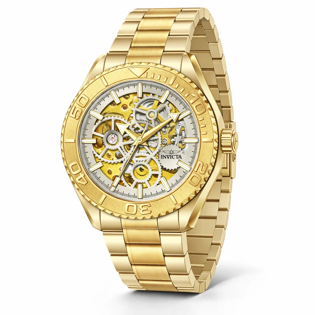 Invicta Objet D Art Glyph Automatic Watch w/ Skeleton Dial - 43mm. Gold (69759) 43 mm kol saati