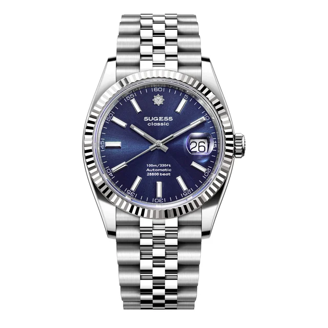 Sugess Automatic Classic S448 Deep Blue Dial Fluted Bezel Jubilee Bracelet ST2130 automati