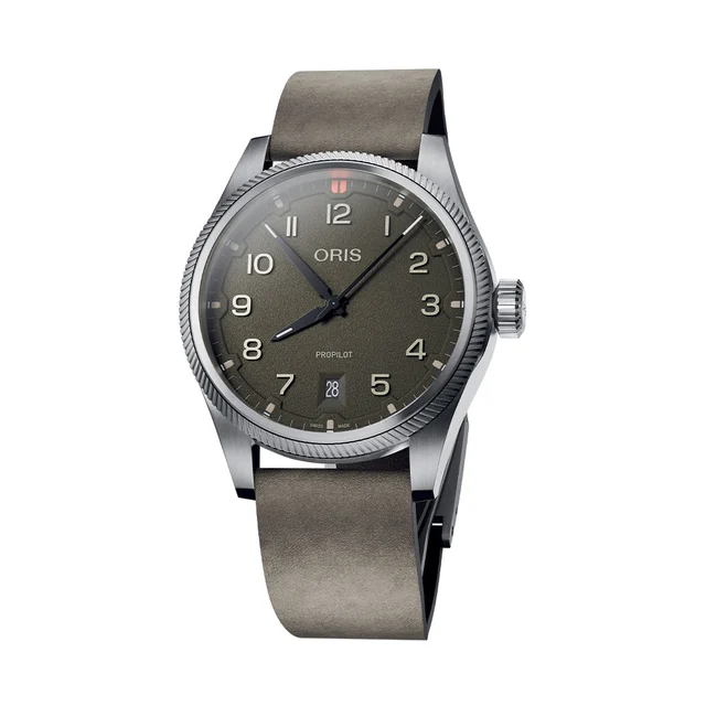 Oris ProPilot Date 41mm - Moss Green on Leather Strap 733 7805 4167-07 6 20 16LC kol saati