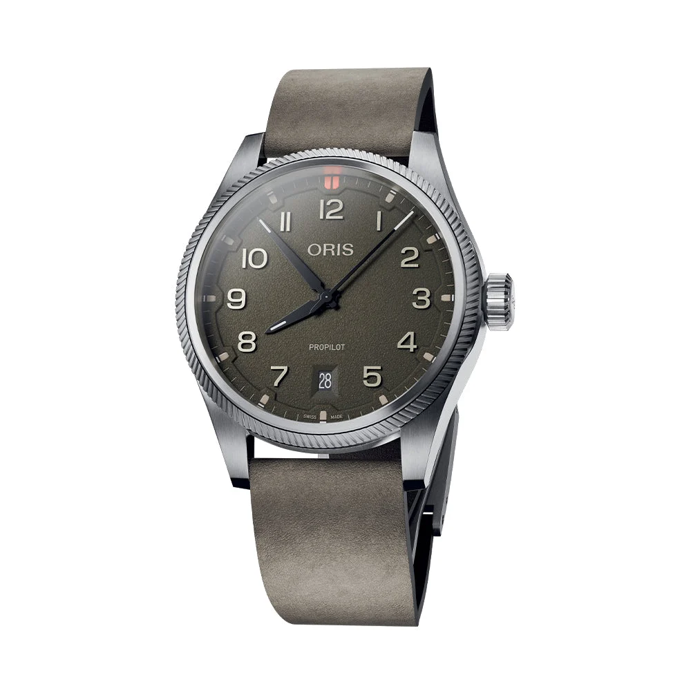 Oris ProPilot Date 41mm - Moss Green on Leather Strap 733 7805 4167-07 6 20 16LC 41 mm kol saati