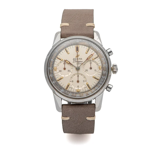 Enicar ENICAR, REF. 072-02-01, SHERPA GRAPH CHRONOGRAPH, SO CALLED “JIM CLARK” WHITE DIAL,