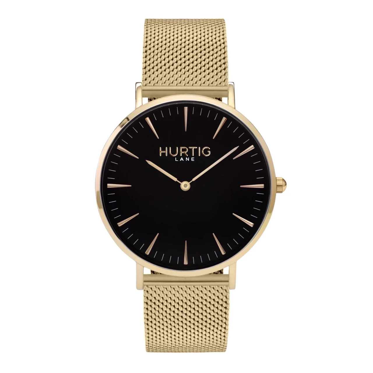 Hurtig Lane Vegan Watches Lorelai Stainless Steel Watch Gold, Black & Gold 40 mm kol saati