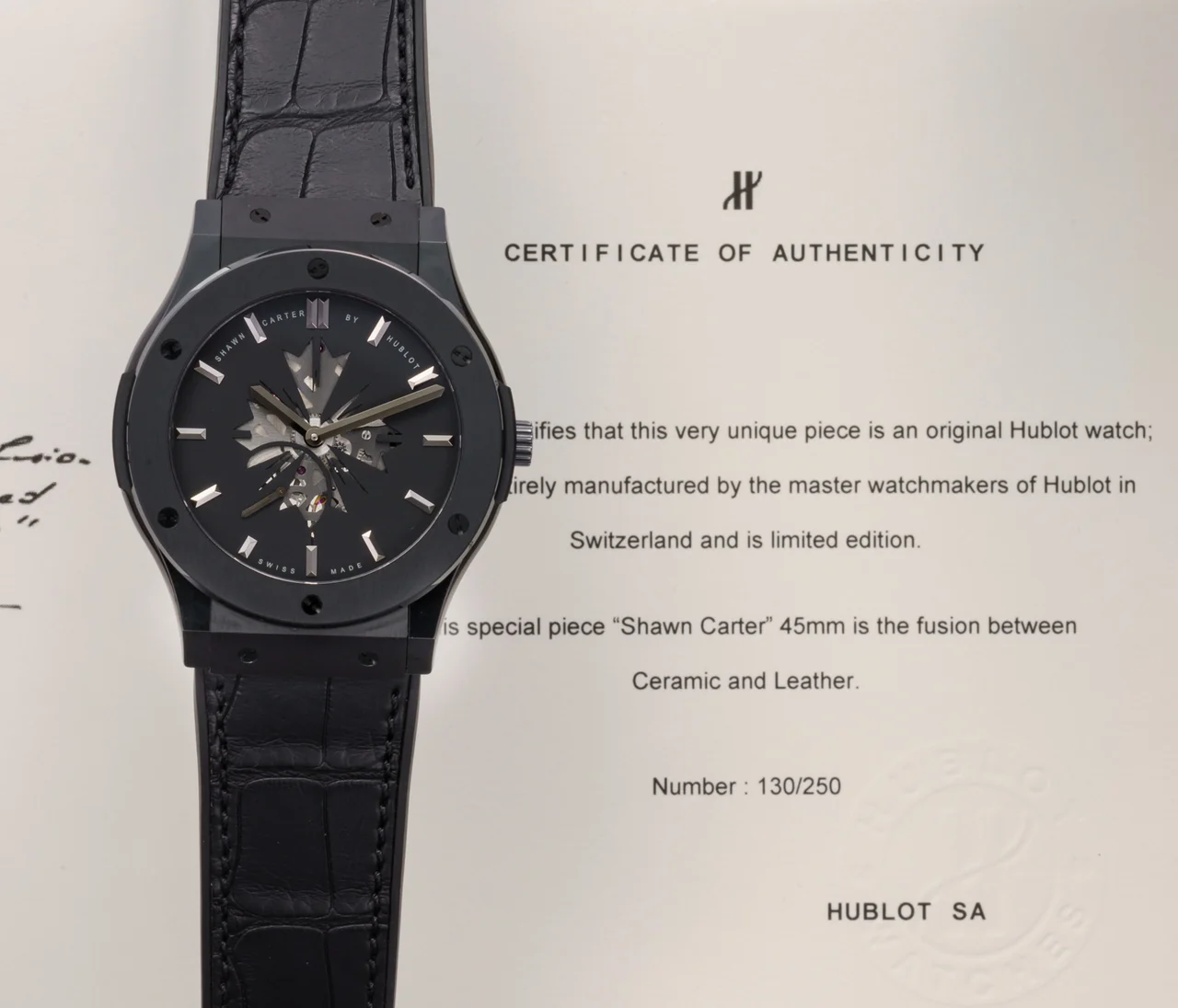 Hublot HUBLOT REF. 515.CM.1040.LR.SHC13, SHAWN CARTER BY HUBLOT CLASSIC FUSION, TITANIUM AND CERAMIC, LIMITED 130/250 kol saati