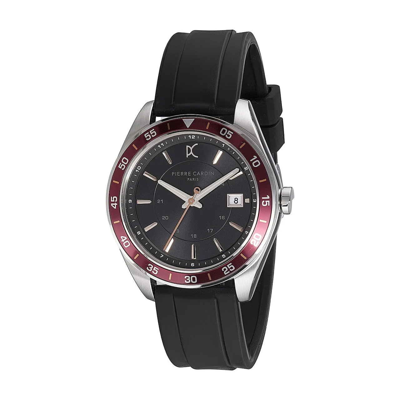 NATION Verre Men’s 42mm Sport Watch - Black Dial, Wine Bezel with Black Silicone Strap CF.1003.PB.1 42 mm kol saati