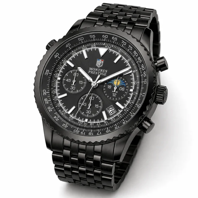 Montres Prestige Watch - 43.5mm, Black (MPW-0360) kol saati