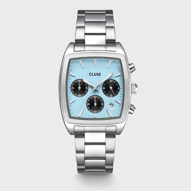 CLUSE Quartaut Chrono Watch Steel, Blue and Black, Silver Colour CW52005 kol saati