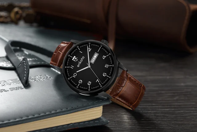 Enkatawatches Apus II Black-Brown Leather kol saati