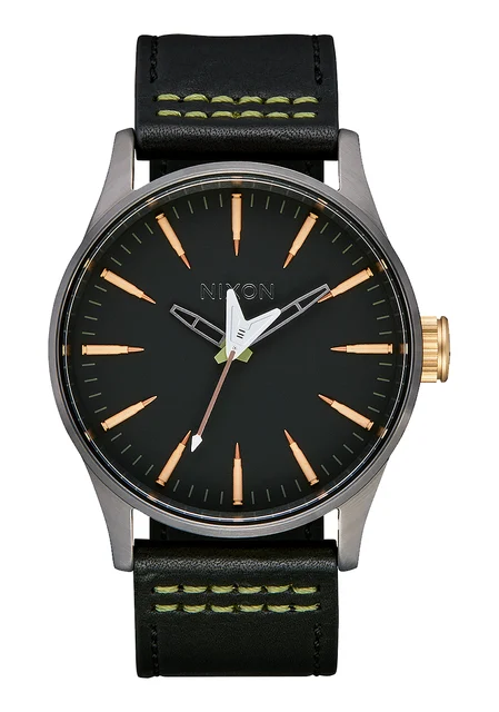 Nixon US Sentry Leather - Black / Seek & Destroy A105-3106-00 kol saati