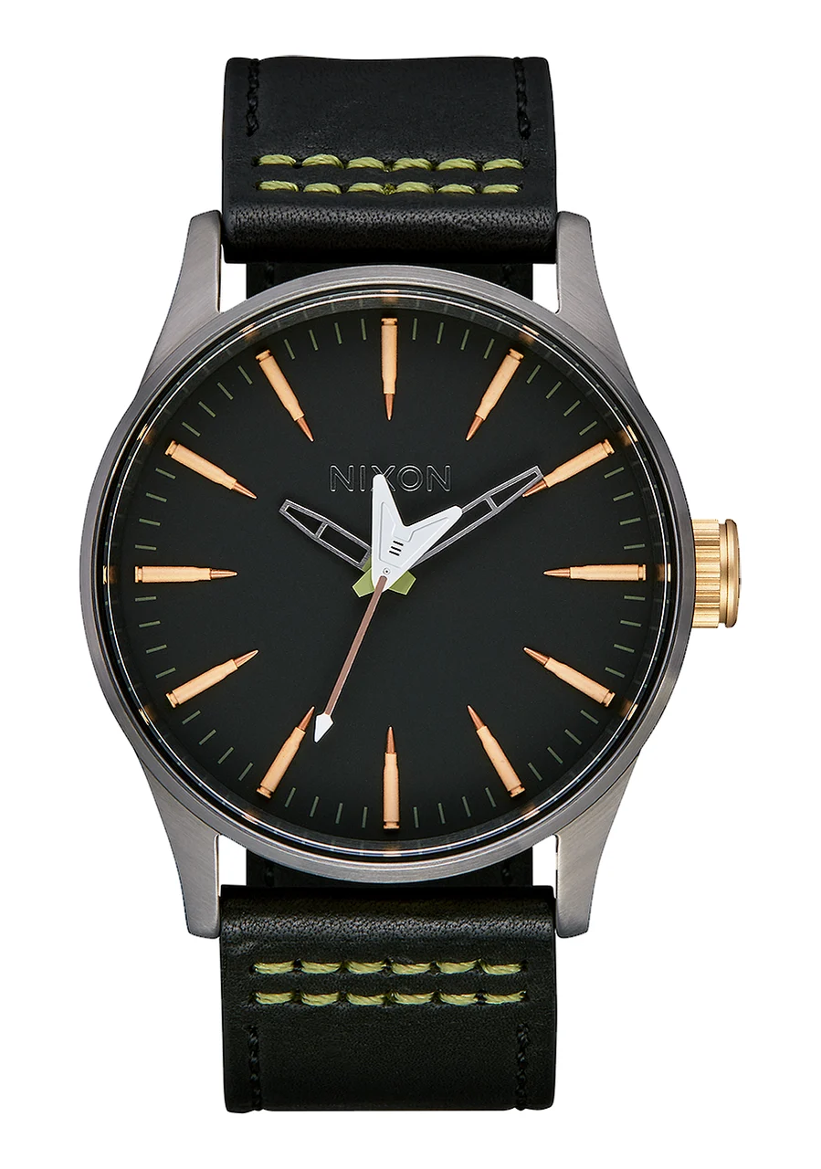Nixon US Sentry Leather - Black / Seek & Destroy A105-3106-00 kol saati