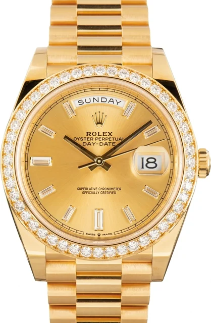 Rolex Day-Date 40 Ref 228348 Champagne Diamond Dial kol saati