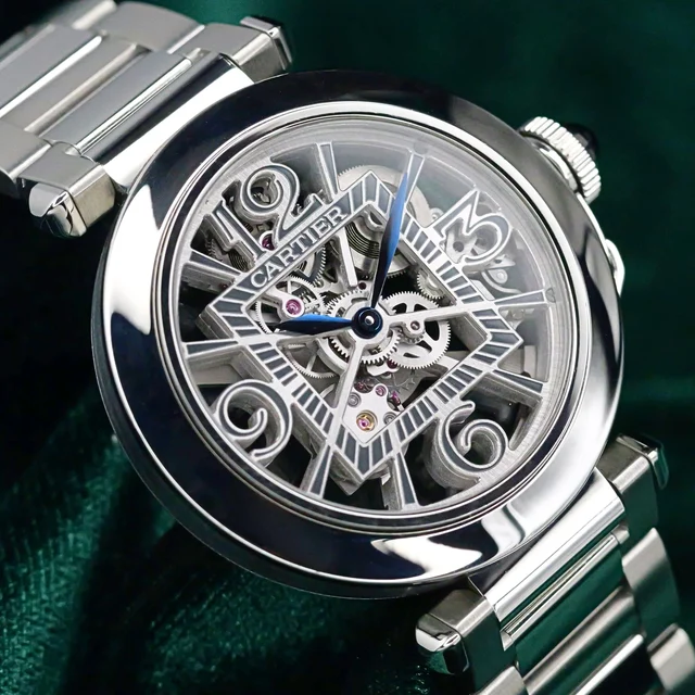 Cartier Pasha Skeleton Dial Stainless Steel 41mm MINT CONDIT kol saati