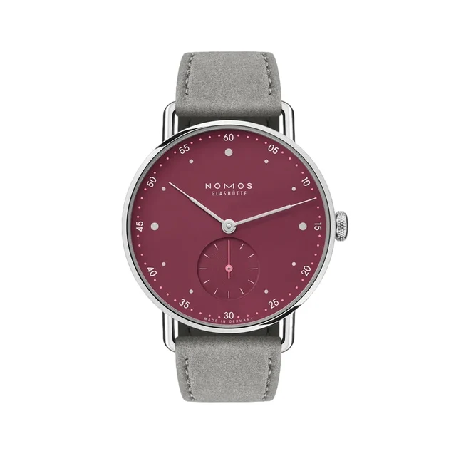 NOMOS Glashütte Metro 33mm - Muted Red on Strap 1123.SB kol saati